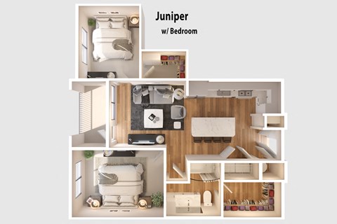 Floor plan for 2 beds, 1 bath, 909 sqft